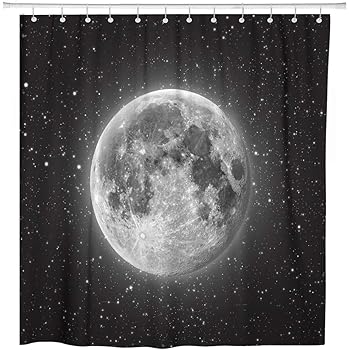 Amazon Com Artsocket Shower Curtain Space Full Moon Stars In The Universe Astronomy Earth Home Bathroom Decor Polyester Fabric Waterproof 72 X 72 Inches Set With Hooks Home Kitchen