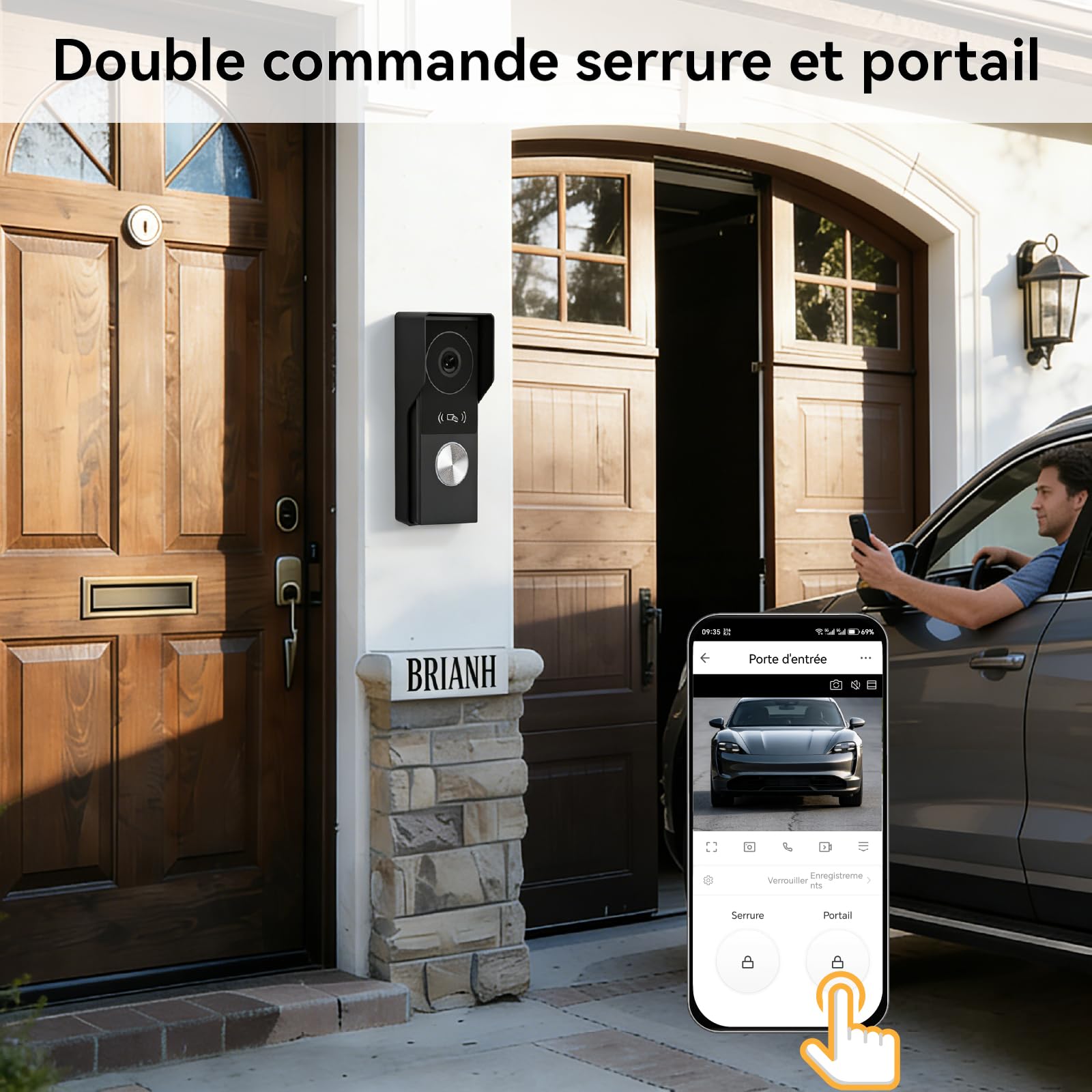 Visiophone Filaire Connecté à 2 Fils, Interphone Vidéo IP WiFi avec 7'' écran Tactile,1080P Sonnette Portier, APP Unlock à Distance,Détection de Mouvement,Lecture, Enregistrement