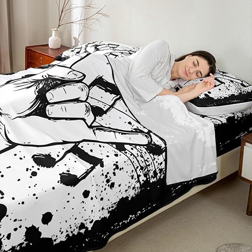 Miniatura 4 de Erosebridal Juego de sábanas con temática musical de música rock, tamaño Queen, juego de sábanas con estampado de notas musicales, juego de sábanas