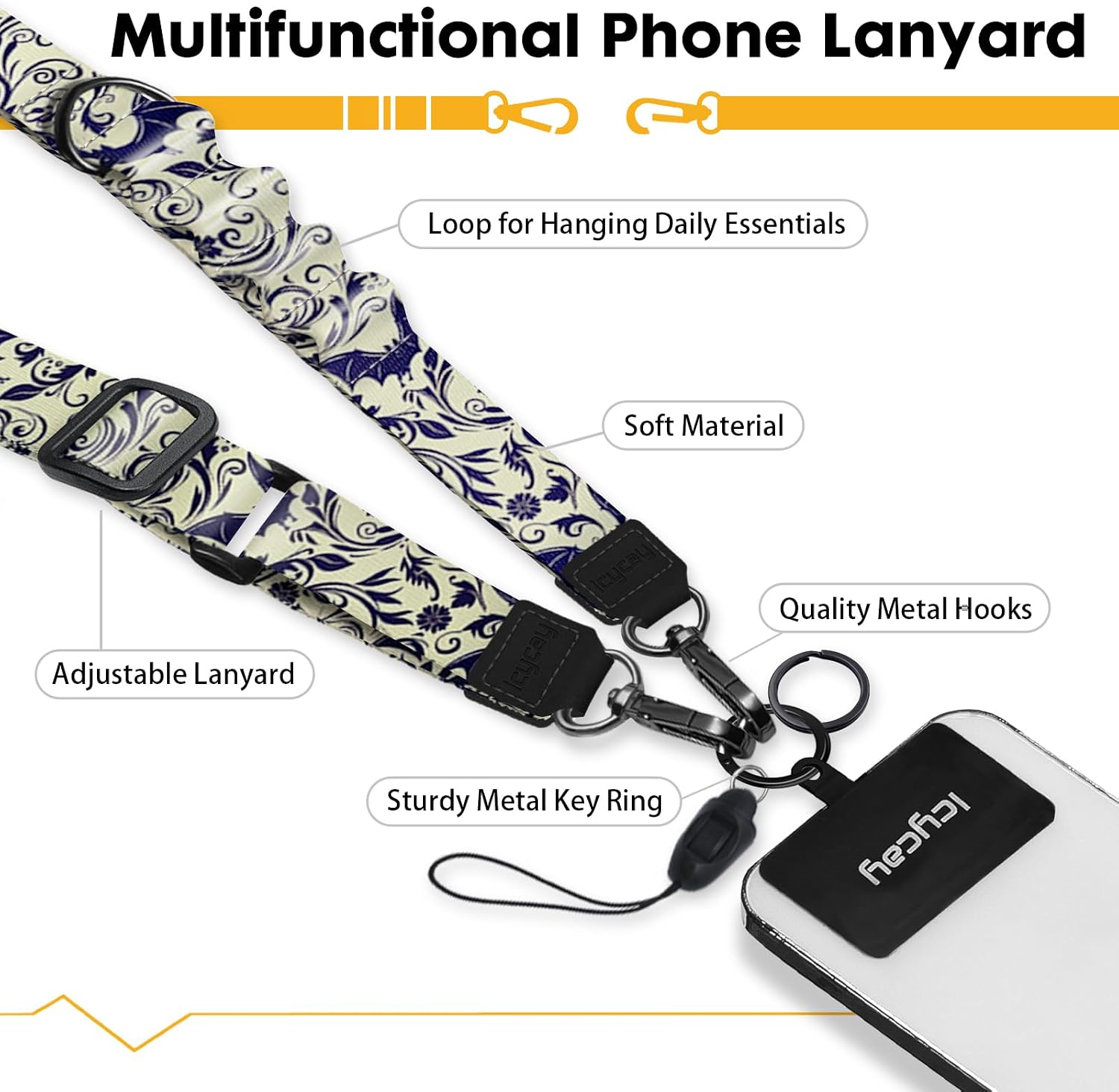 Icycay Phone Lanyard Crossbody Strap Neck Adjustable Teacher Women Goth Bat image 3