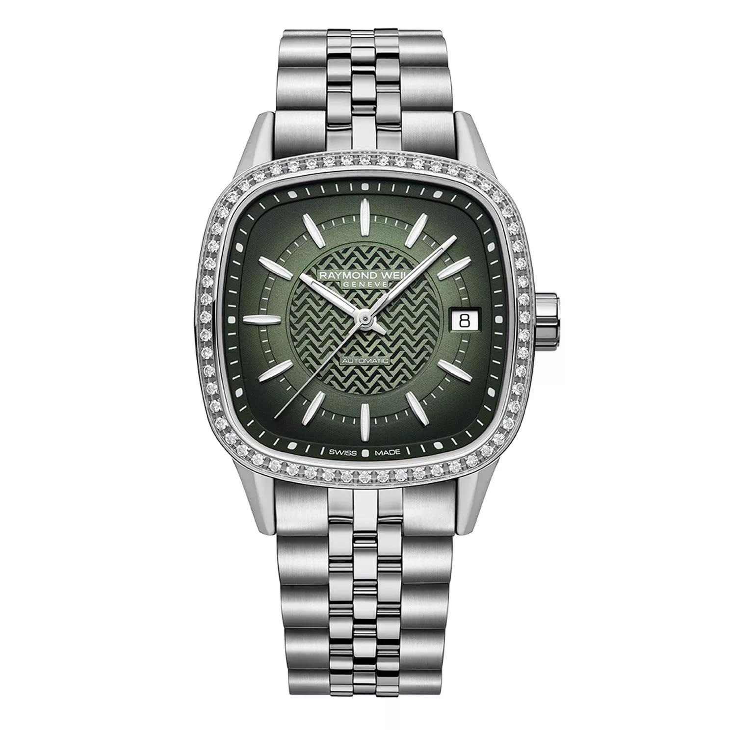 Freelancer Automatic 34mm x 34mm Ladies Watch Lab Grown Diamonds Green