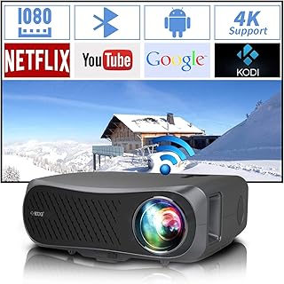 Smart Android Bluetooth Projector,Wireless 5G WiFi Mirroring Native 1080P Projector Home Theater, 200" Outdoor Projector S...