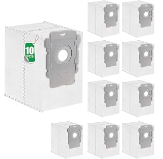 10 Bolsas de Aspiradora para Roomba 105 Combo/Vac, Plus 405 Combo/505 Combo,i7/i7+, i7Plus, i8/i8+, i3/i3+, i4/i4+, i6/i6+, j7/j7+, s9/s9+, s9Plus - Bolsas de Repuesto para Base de Limpieza