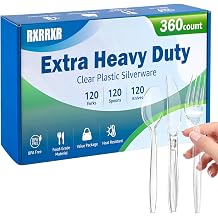 360 Count Extra Heavy Duty Clear Plastic Silverware Disposable Plasticware