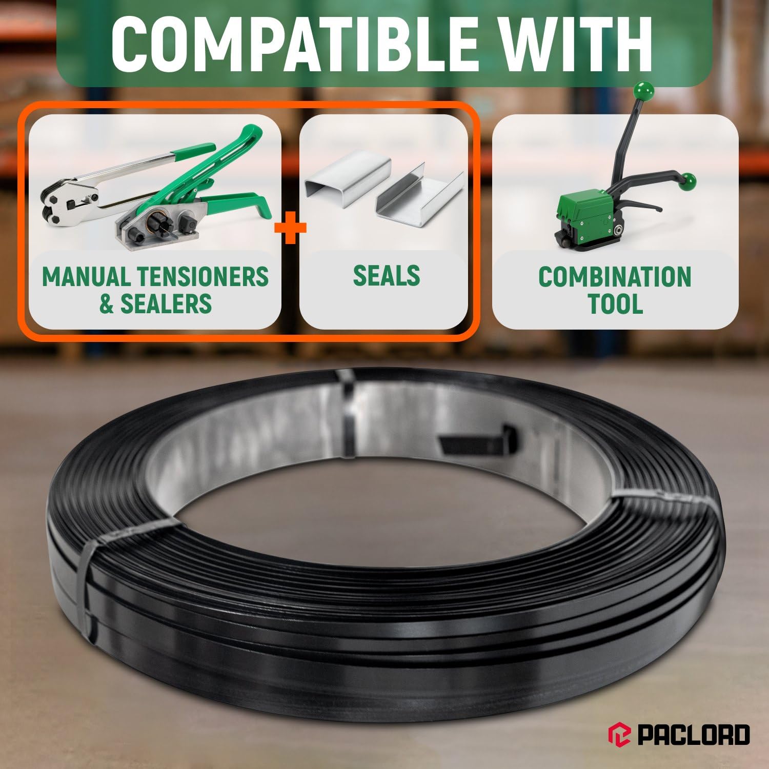 5/8" x 2460' Heavy-Duty Steel Strapping, Pallet of 6 Coils, 0.020" Thick, 1470 Lbs Break Strength, 16" x 3" Core - Pallet Metal Banding - Approved for UPS, Railroad Shipments