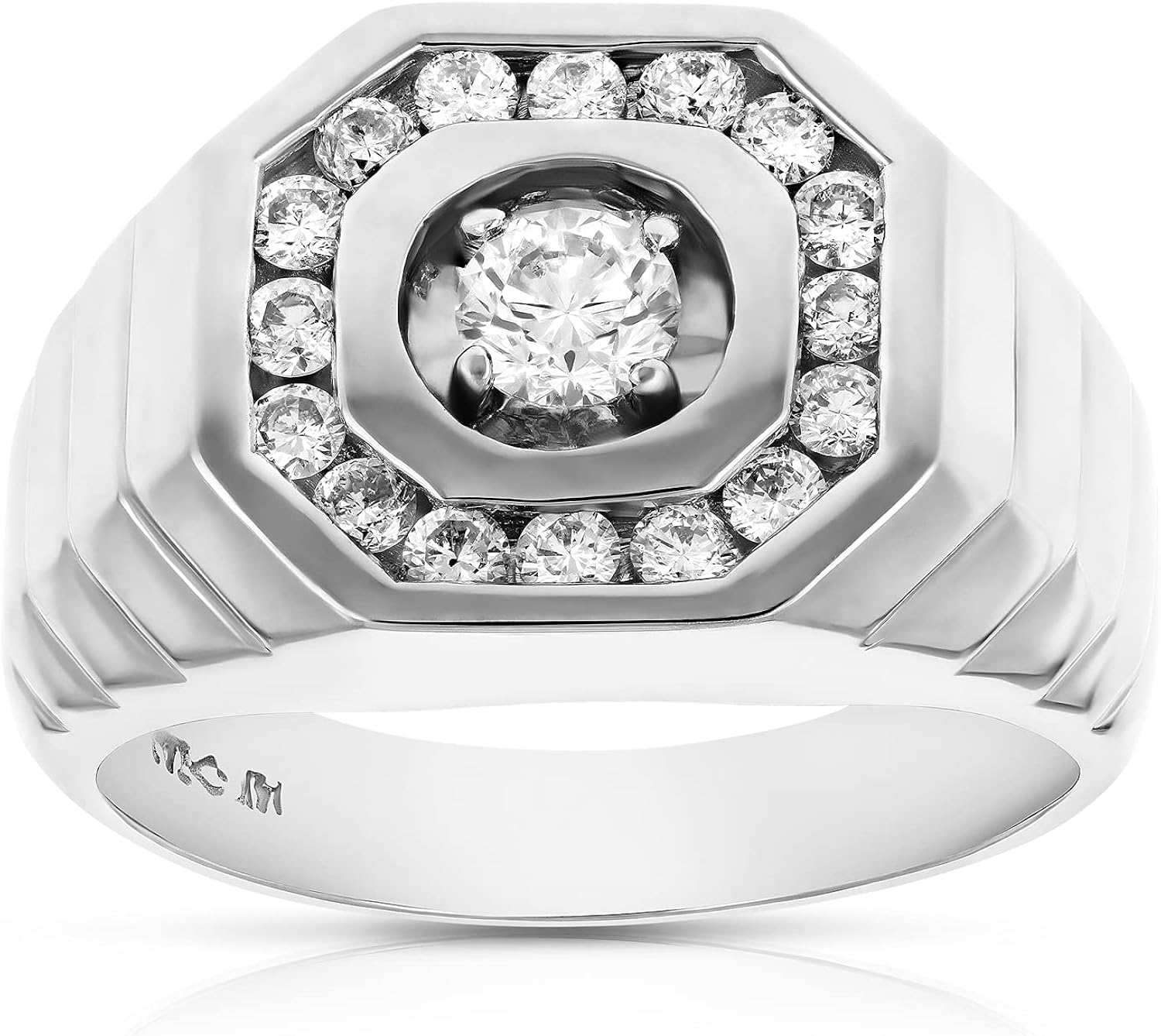 VIR JEWELS 1 cttw Men's Diamond Ring 14K White Gold Wedding Engagement