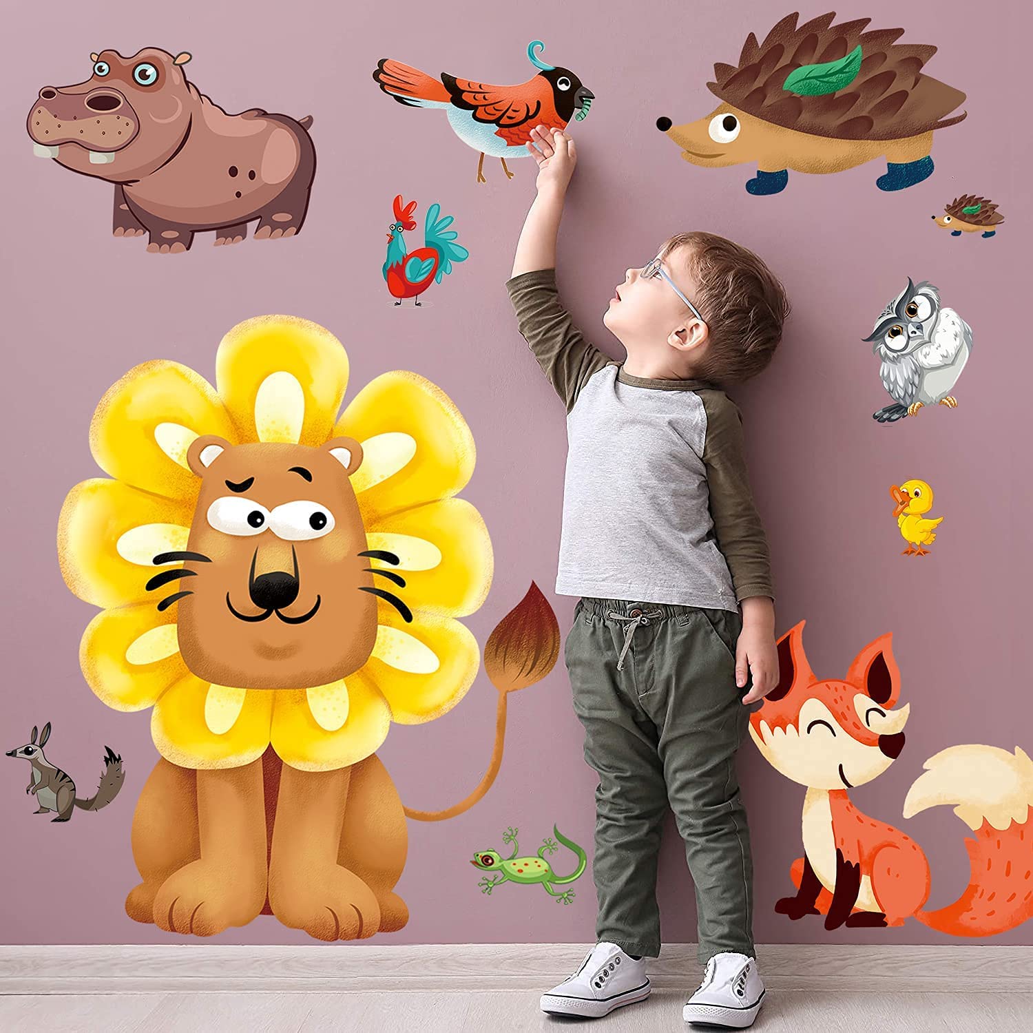 Buy Cute Zoo Animals Wall Stickers Giant Cartoon Lion Wall Decal DIY