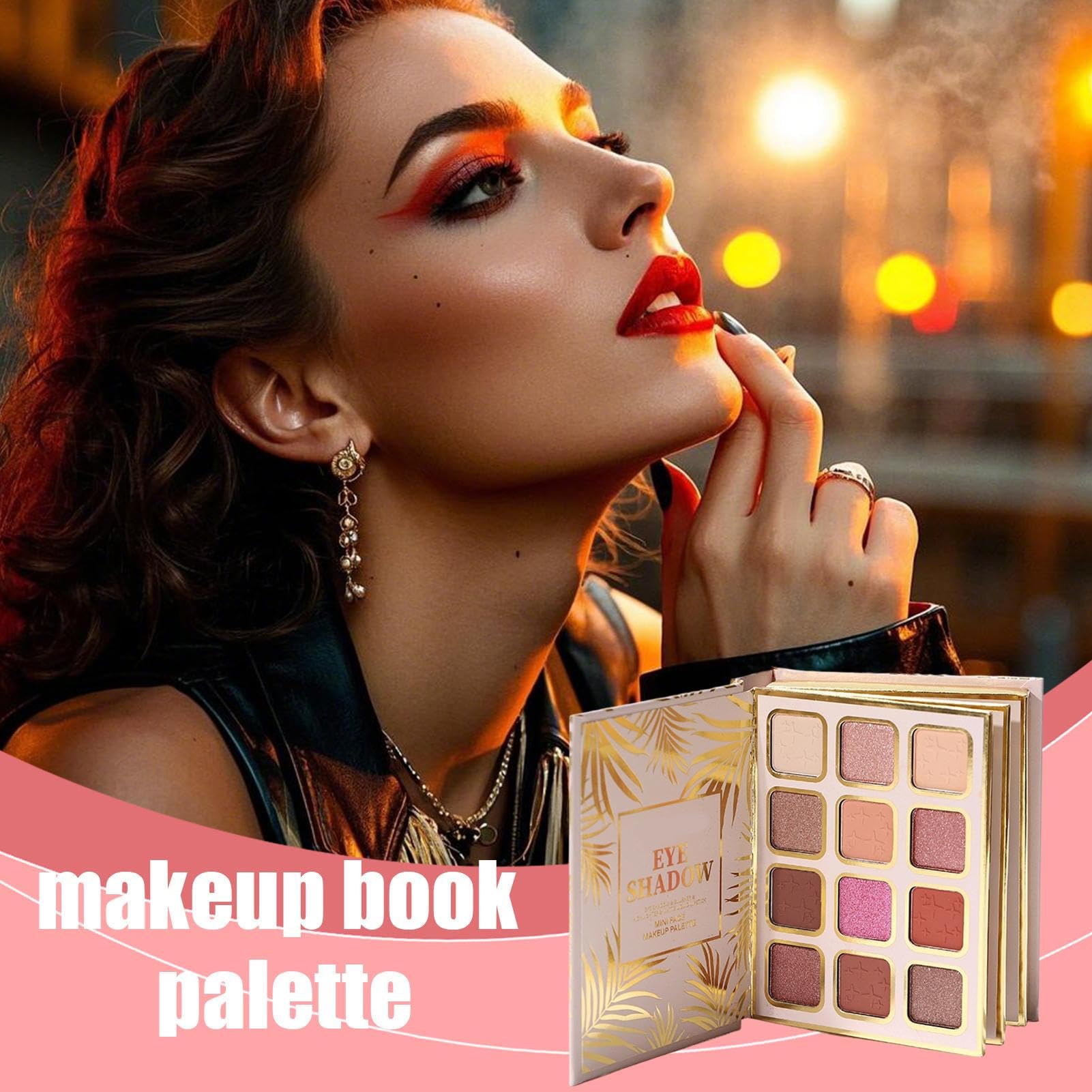 Palette De Maquillage Livre - 12 Couleurs À Paupières,À Paupières Nacrée Style Livre Avec 4 Fard À Joues Et 4 Brillant À Lèvres | Pour Femmes, Filles, Beauté, Fête,