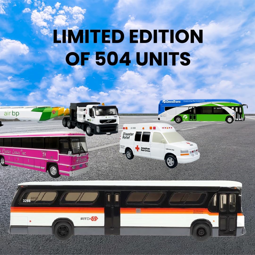 1980 MCI MC-9 Crusader II Intercity Coach Bus Pink Allstate Charter Lines Inc. 1/87 (HO) Diecast Model by Iconic Replicas 87-0272