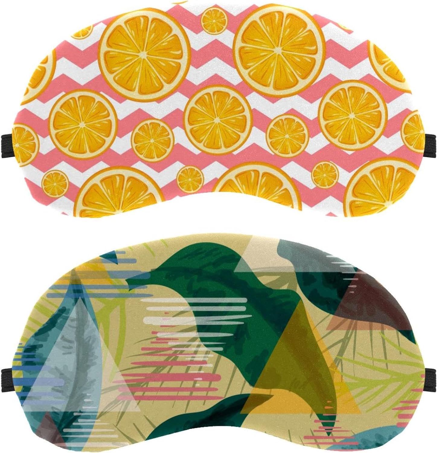 Confezione da 2 maschere per gli occhi con motivo esotico botanico con foglie per dormire, per dormire, per dormire, copertura morbida per gli occhi, per viaggi, pisolini, aereo, blocco della luce