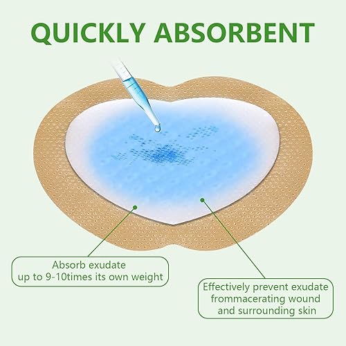 Miniatura 4 de Apósito de espuma sacra, 7 x 7 pulgadas, apósito de espuma de silicona sacro con borde suave, eliminación sin dolor de alta absorción, vendaje de