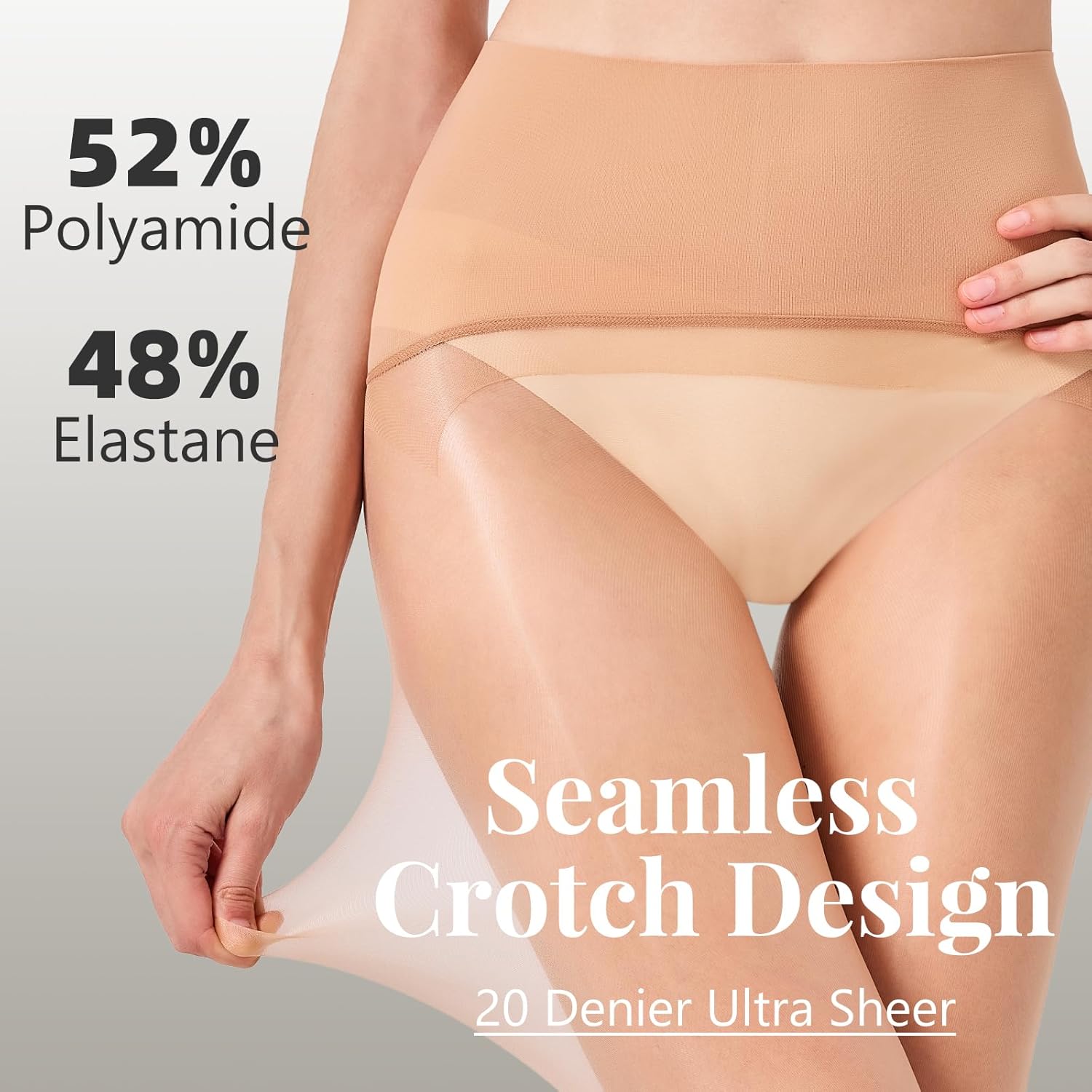 2 Pairs Women's Sheer Seamless Pantyhose Shiny Tummy Control Tights 20D High Elastic Shimmer Silk Stockings - Image 3