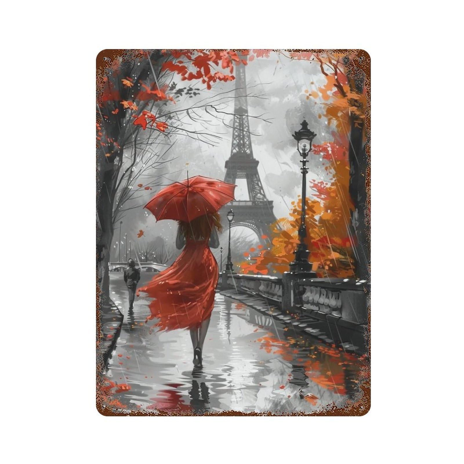 HDURYEYRYY Scarlet Lady Under Paris Autumn Sky 04 Wall Retro Iron Vintage Art Metal Tin Sign Poster Modern Home Cofffee Club Art Bar Shop Decor Style 40x30cm