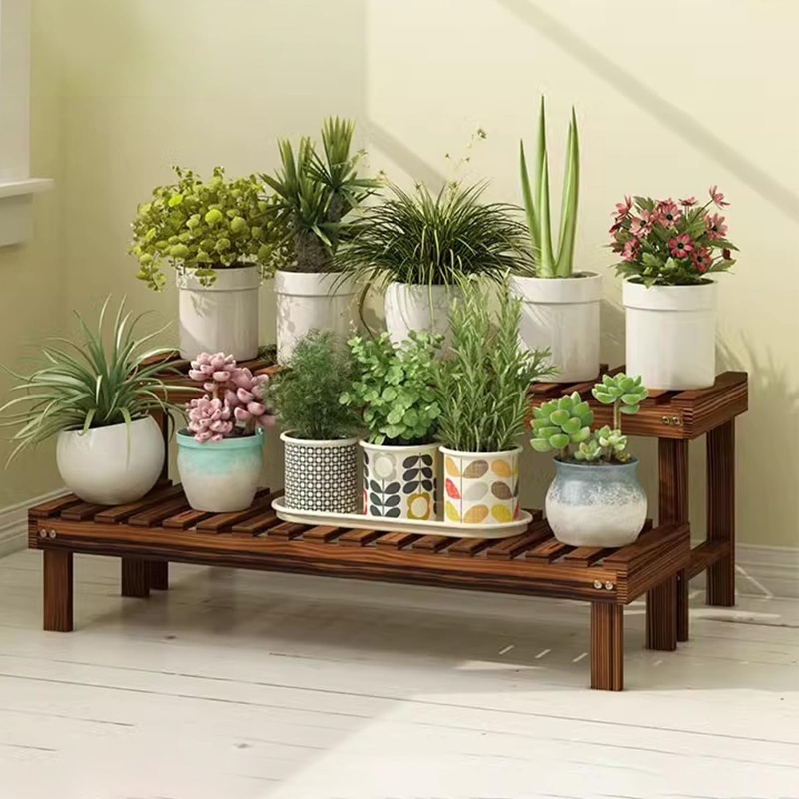Portapiante In Legno Scaffale Per Fiori A Più Livelli Da Interno Supporto Per Piante Da Balcone Espositore Per Piante Grasse Scaffale Per Piante Da Interno Ed Esterno(Brown,98X25X15CM)