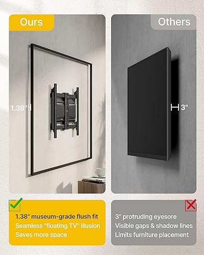 Miniatura 7 de monTEK Soporte de pared para TV ultradelgado de alta resistencia para televisores de 37 a 90 pulgadas de hasta 185 libras, soporte de pared