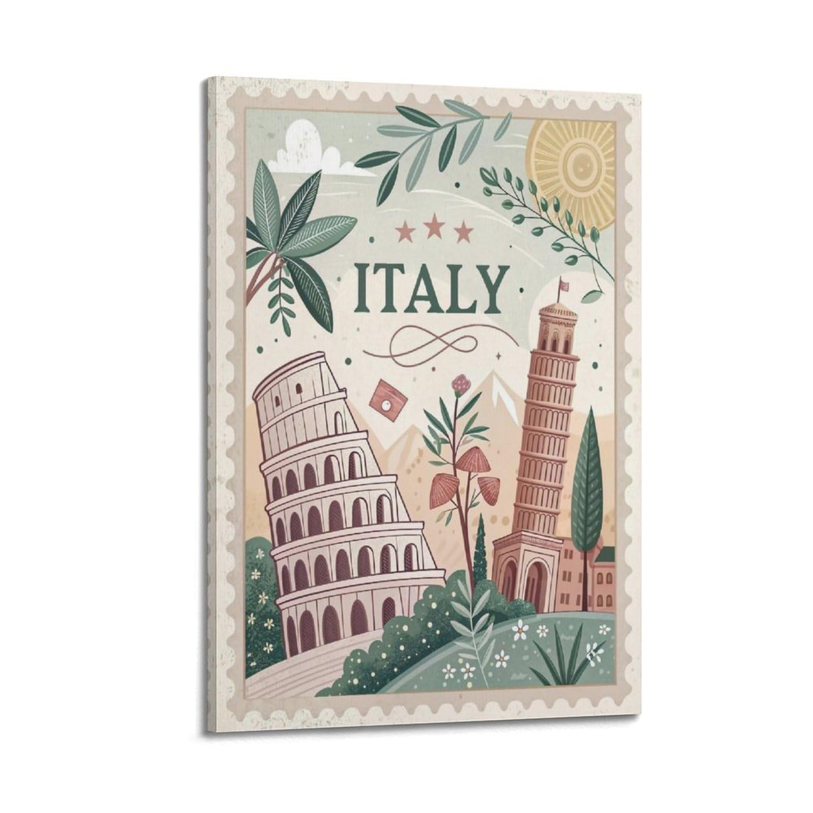 OKAHYS Vintage Travel Poster Italy Artwork Decorative Painting Canvas Wall Artworks Picture 12x18inch(30x45cm)