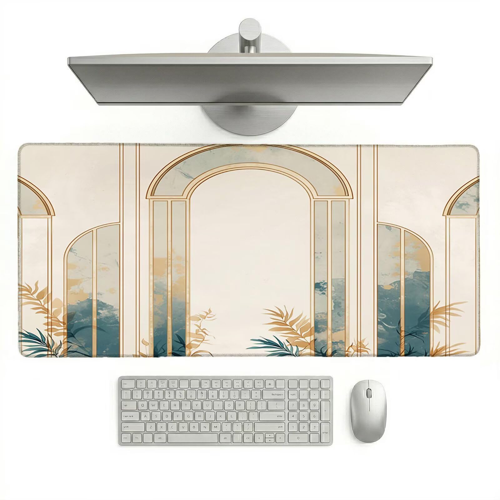 Sottomano Scrivania Grande 1200 x 600 x 3 mm Nordico Tappetino Tastiera Computer con Base Antiscivolo e Bordi Cuciti, Protezione Impermeabile, per Lavoro, Casa e PC Gamer, Regali Uomini (Crema) L-x235