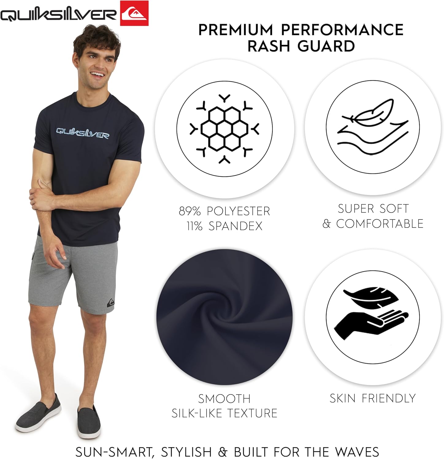 Quiksilver Mens Swimwear Regular Fit UPF 50 Short Sleeve Sun Tee - Image 3