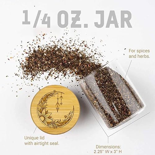 Miniatura 5 de Hakuna Supply - Tarro de almacenamiento de vidrio con tapa decorativa de bambú hermética - Contenedor multiusos para hierbas té dulces Q-Tips etc