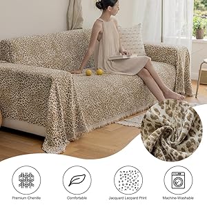 AMWAN Light Khaki Jacquard Leopard Print Large Chenille Sofa Cover Universal Durable Couch Cover for Dogs,Cats,Kids,Large Sofa Slipcover,3 Cushion Sofa,Furniture Protector Sofa Throw Cover, 71"x134" AMWAN Light Khaki Jacquard Leopard Print Large Chenille Sofa Cover Universal Durable Couch Cover for DogsCatsKidsLarge Sofa Slipcover3 Cushion SofaFurniture Protector Sofa Throw Cover 71×134