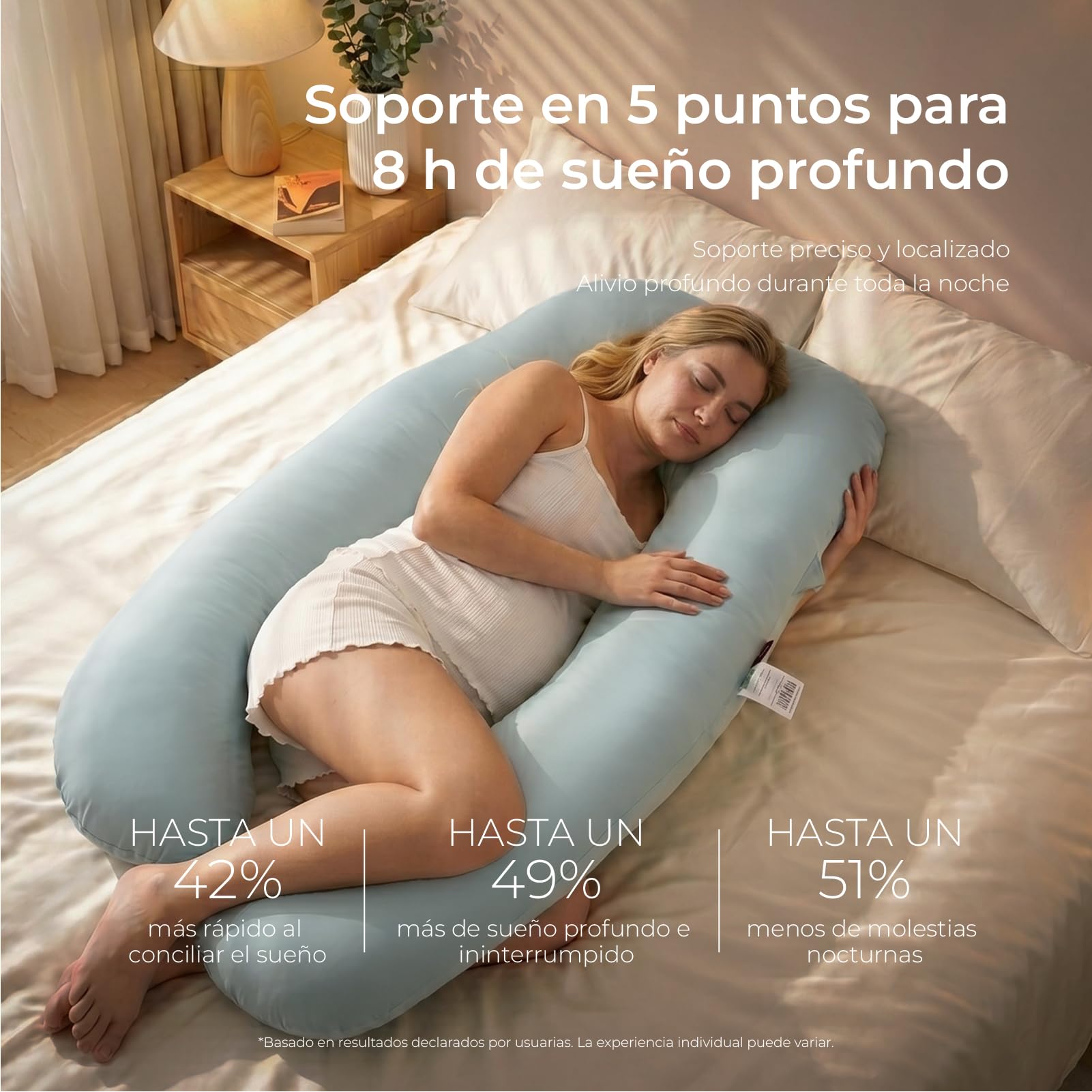 momcozy Almohada Embarazada U 130 cm – Espuma Viscoelástica y Terciopelo Cristal | Almohada para dormir de lado, funda de refrigeración, extraíble y lavable, ahorra espacio, 130 cm, certificado OEKO-TEX