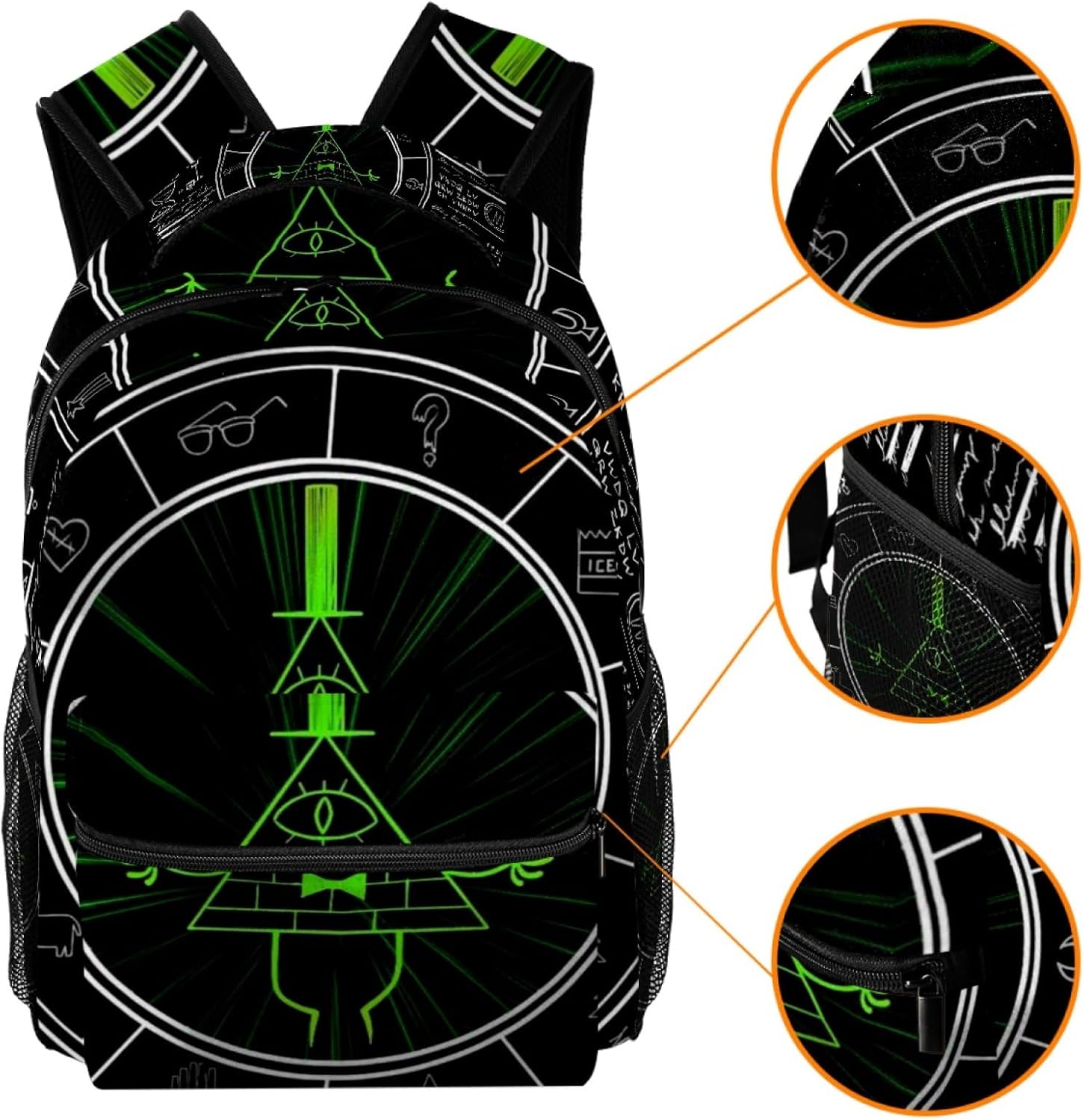 School Backpack for Girls Boys, Bill Cipher Elementary School Bags Lightweight Travel Rucksack Laptop Backpacks