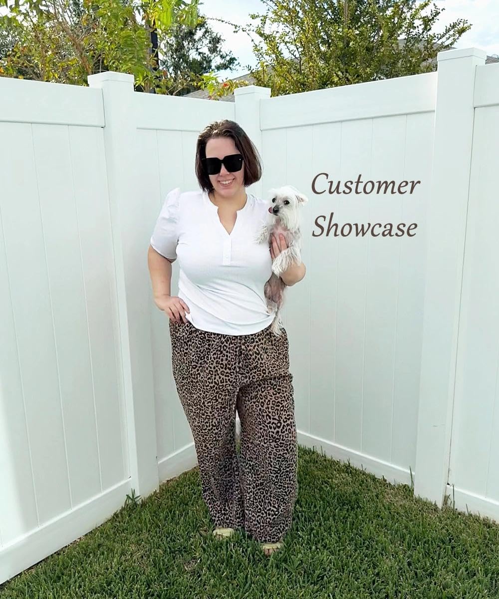 TIYOMI Plus Size Pants Womens Summer Palazzo Pants Drawstring Wide Leg Lounge Pant Casual Beach Trousers with Pockets XL-5XL - Image 4