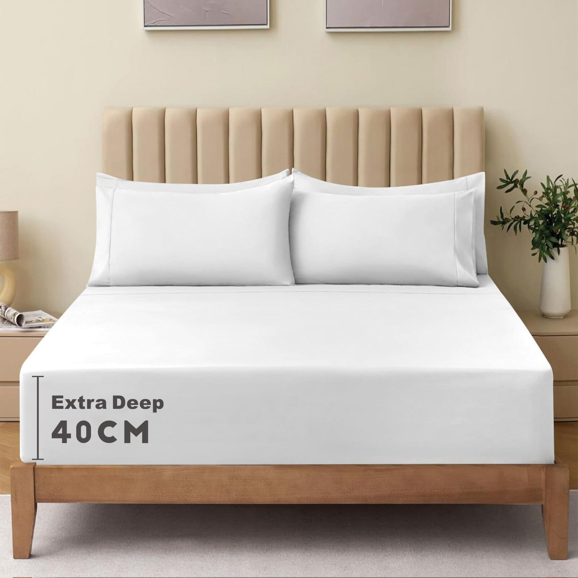 Hotel Comfort Queen Fitted Sheet Set/3Pieces 2000TC Ultra Soft Durable Brushed Microfiber Bed...