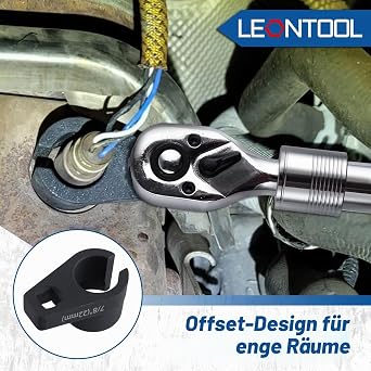 LEONTOOL Offset O2 Sensor Connector 7/8 with 3/8 Drive Universal Wrench for Oxygen Sensor Removal O2 Sensor Tool