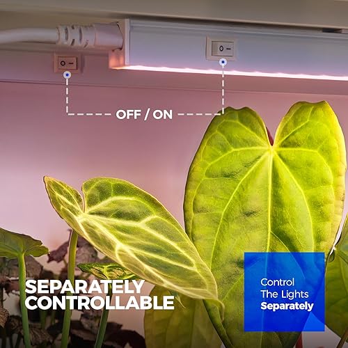 Vista 39 de Barrina Luces de crecimiento T5, espectro completo, 2 pies 80 W (8 x 10 W, equivalente a 500 W), bombillas LED de crecimiento, luces de plantas