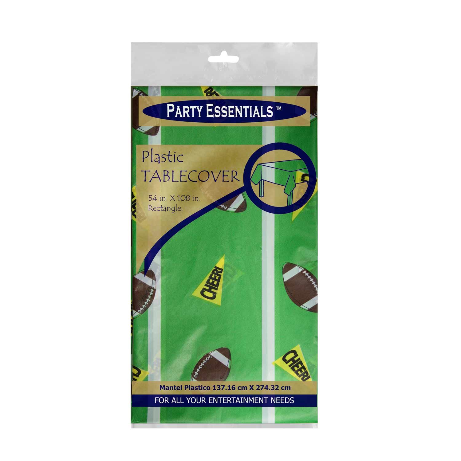 Party Essentials 54108NBL Rectangular Heavy Duty Plastic Tablecover, 54" Length x 108" Width, Neon Blue (Case of 24)