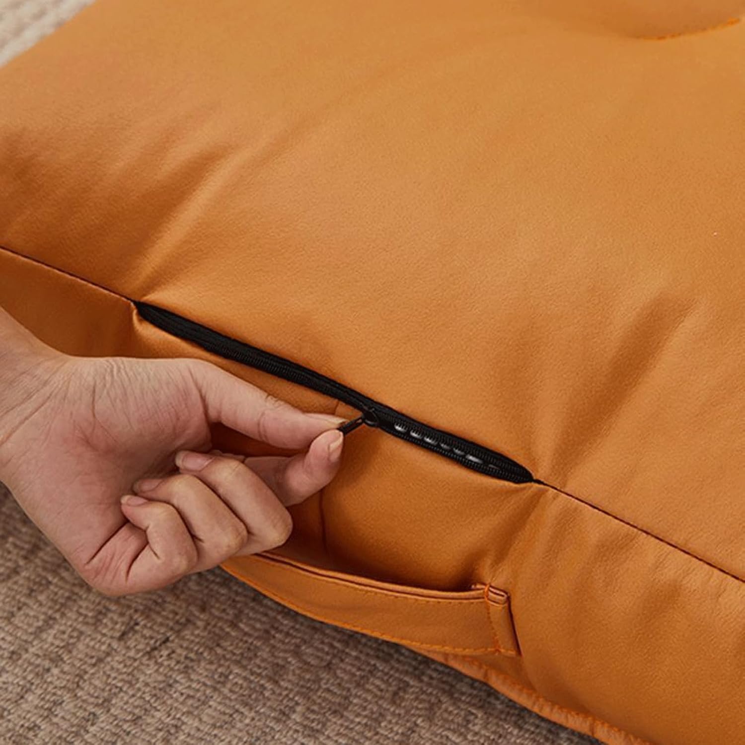 5.9" Thick Japanese Floor Cushion, Square Tatami Seat Pad, Faux Leather Meditation Pillow For Yoga, Living Room, Window Seat, Bedroom, Portable Waterproof (Size:50*50*15cm/20*20*5.9in,Color:Dark Grey)