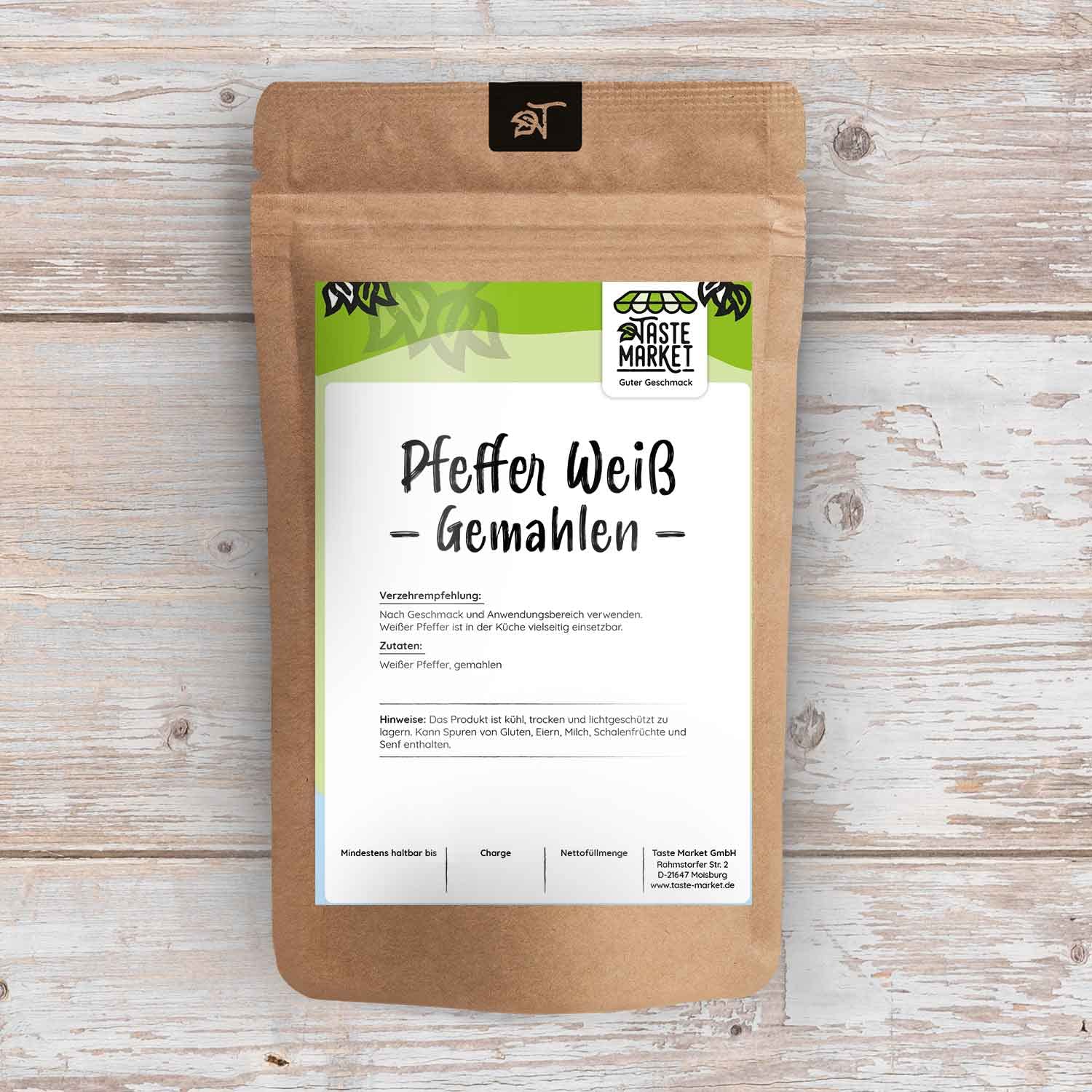 1 kg Pfeffer weiß gemahlen | Pulver | Gewürz | weiße Pfefferkörner gemahlen | Universalgewürz | weißer gemahlener Pfeffer