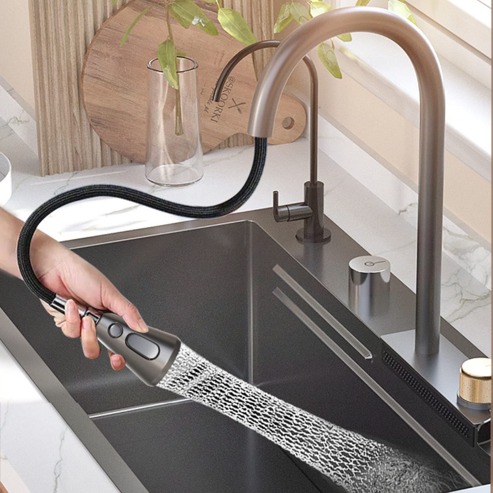 Lefton Kitchen Sink Set With Rainfall Faucet PullOut, 58 OFF