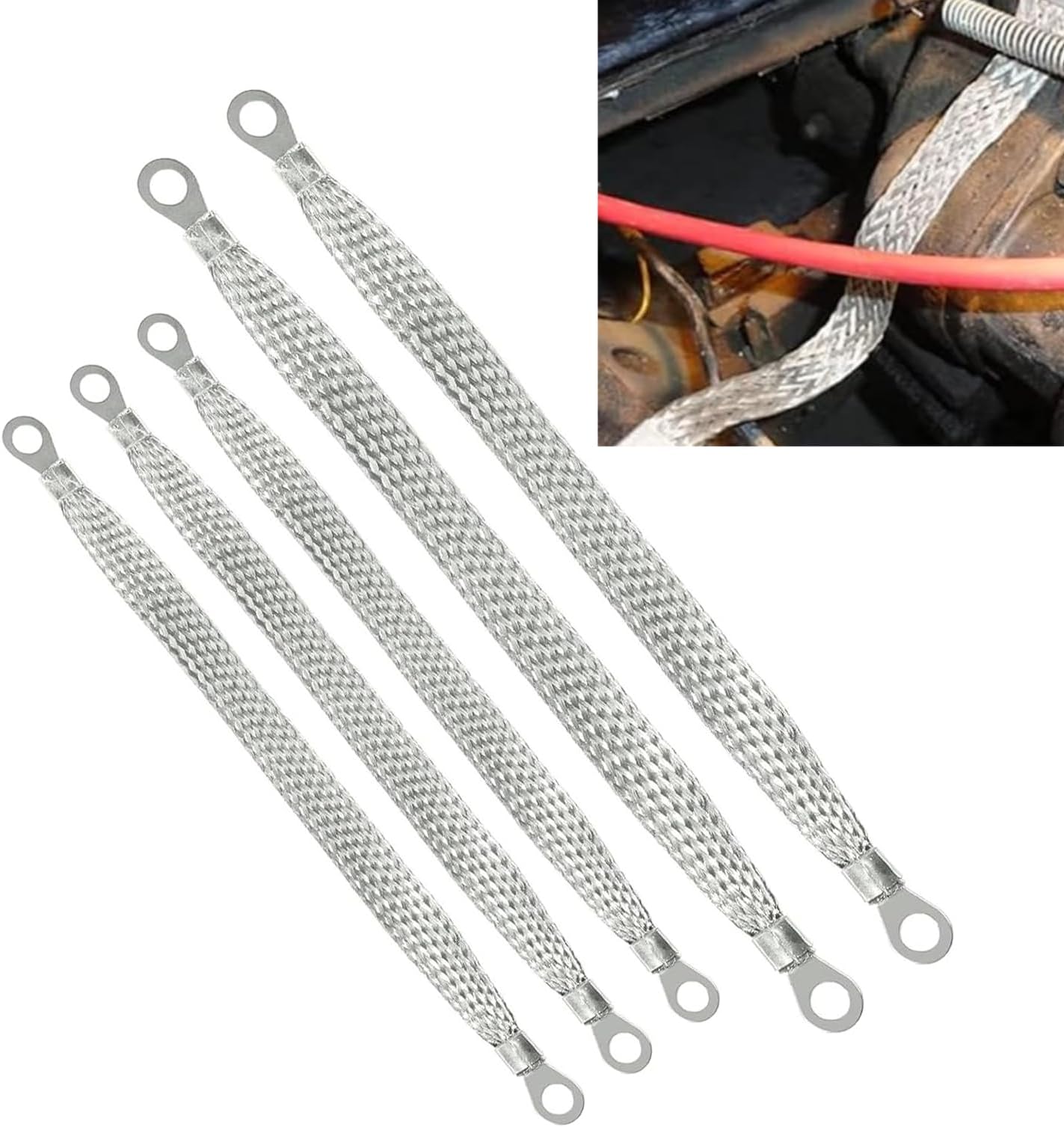 Jewkot 5 PCS Car Grounding Strap Kit, 10"/13" 220V Metal