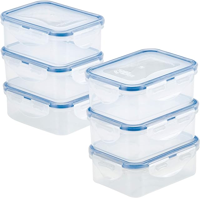 LOCK & LOCK HPL806S6 Easy Essentials Container Food Storage Bin Set, Polypropylene, Clear