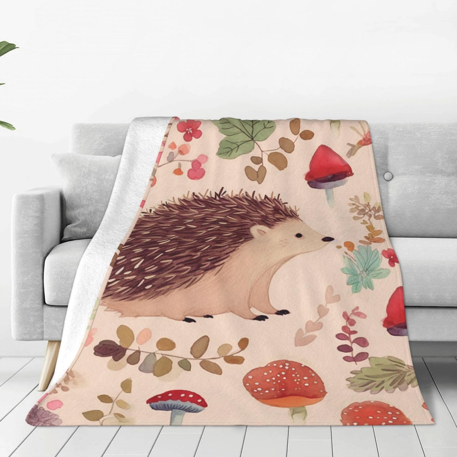 KLOPH Lovely Hedgehog Throw Blanket 40"x30" Flannel Fluffy Warm Blanket for Couch, Reversible Plush Blankets for Bed, Comfy Fuzzy Blanket for Sofa, Plush Lightweight-Blankets for All Season