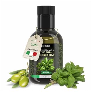 Foodico Basilikum Olivenöl | Italienisches Olivenöl Extra Vergine | kaltgepresst, vegan | 250 ml