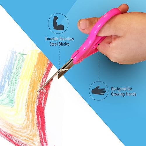 Miniatura 3 de Westcott Tijeras para niños de mango duro de 5 pulgadas, romas, colores surtidos, paquete de 2