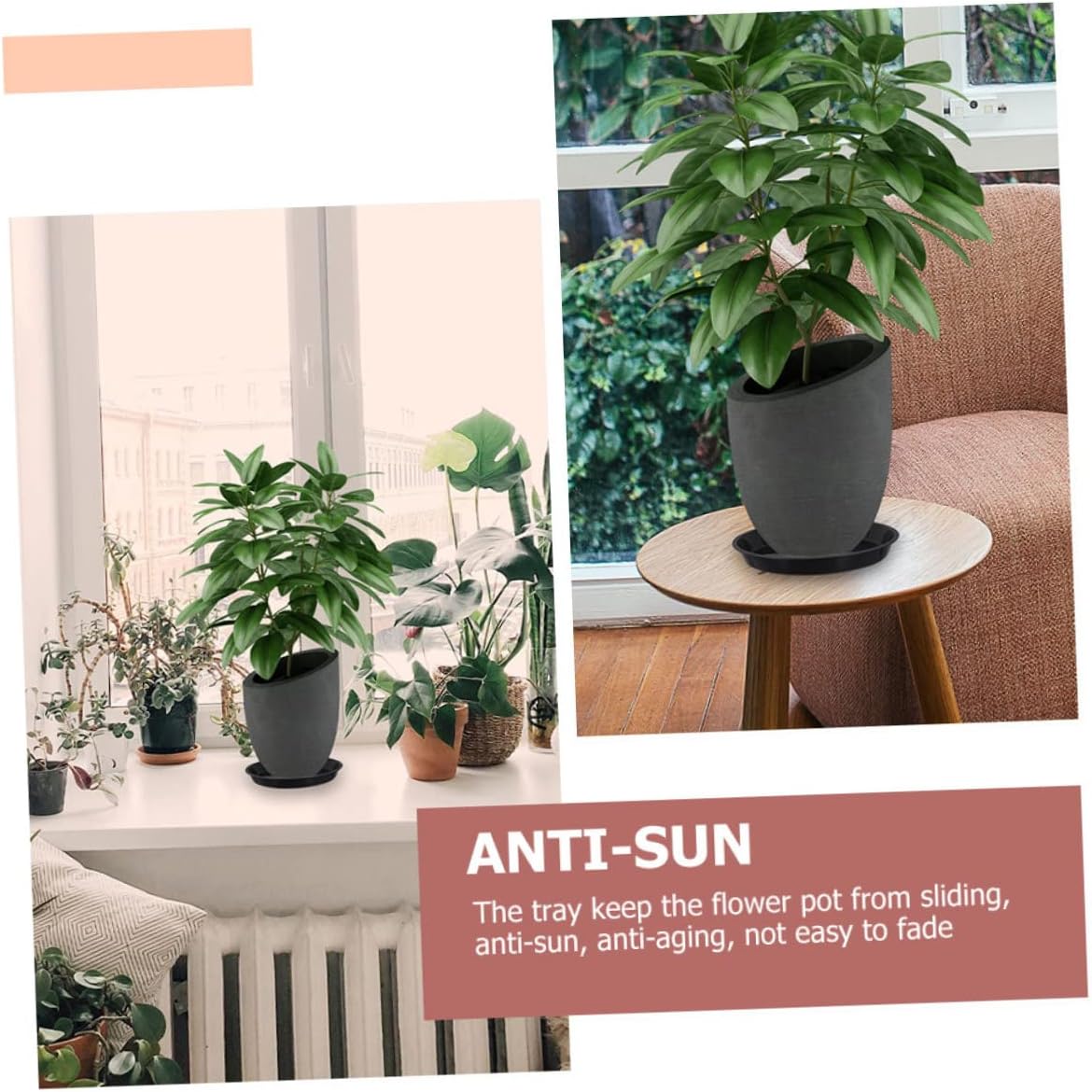 Garneck Garden Pot Trays 10pcs Plastic Plant Pot Trays for Balcony Easy to Move