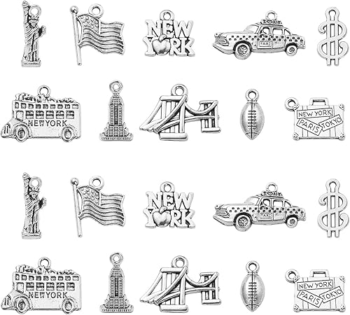 Vista 13 de DanLingJewelry 100 Piezas 10 Estilos Dijes de Plata Antigua de Maestros de Escuela Regla Bolígrafo Libro Paleta Dijes para el Día del Maestro