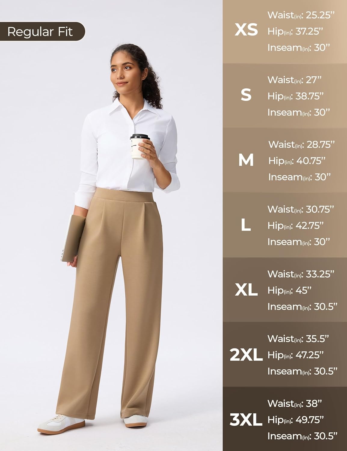 Wide Leg Pants for Women High Waist Relaxed Dress Pants with Pockets 30" - Image 7