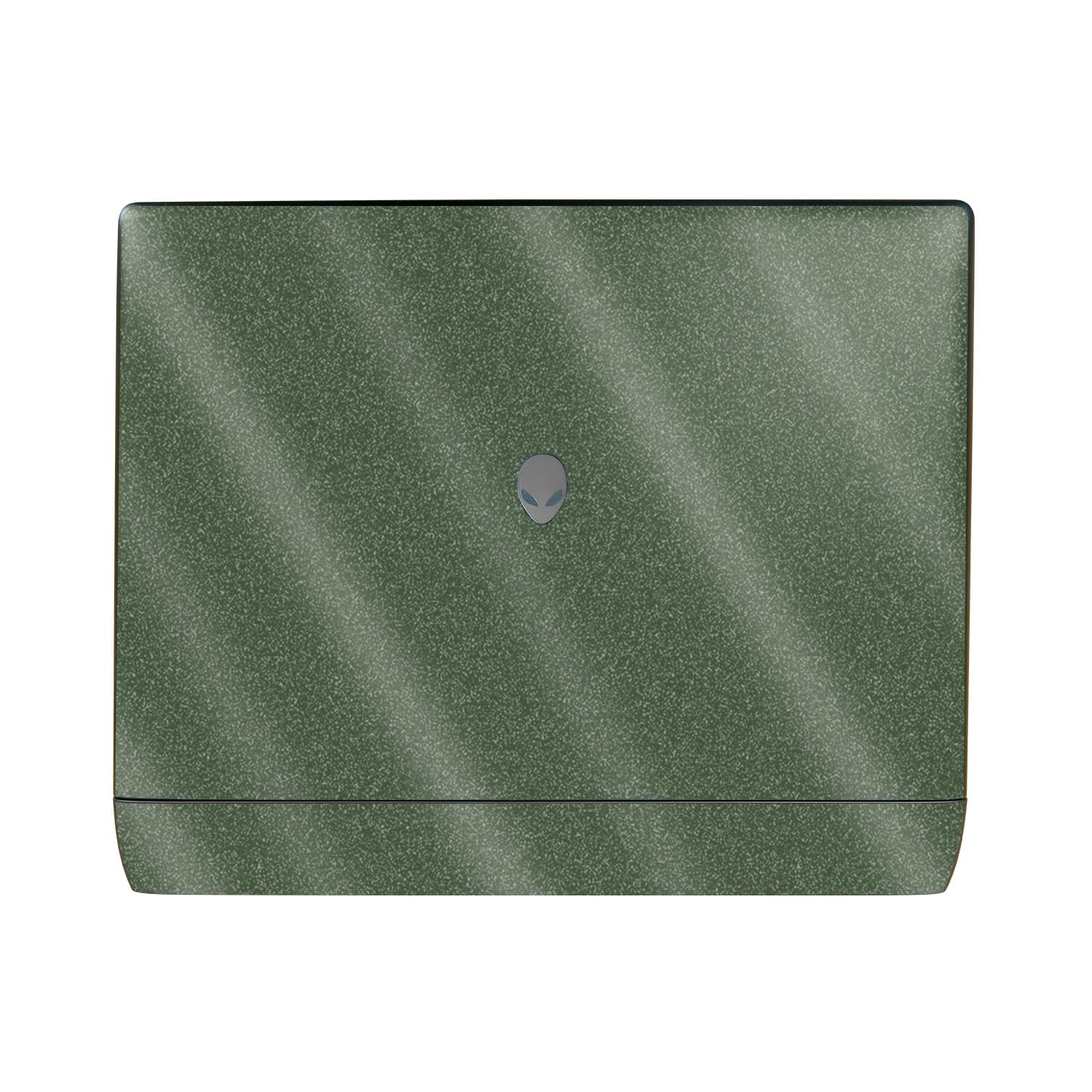 Glossy Glitter Laptop Skin Compatible with Alienware 16 Area-51 (2025) Top Cover Only - Solid Olive - Premium 3M Vinyl Protective Wrap Decal Cover - Easy to Apply | Crafted in The USA by MightySkins