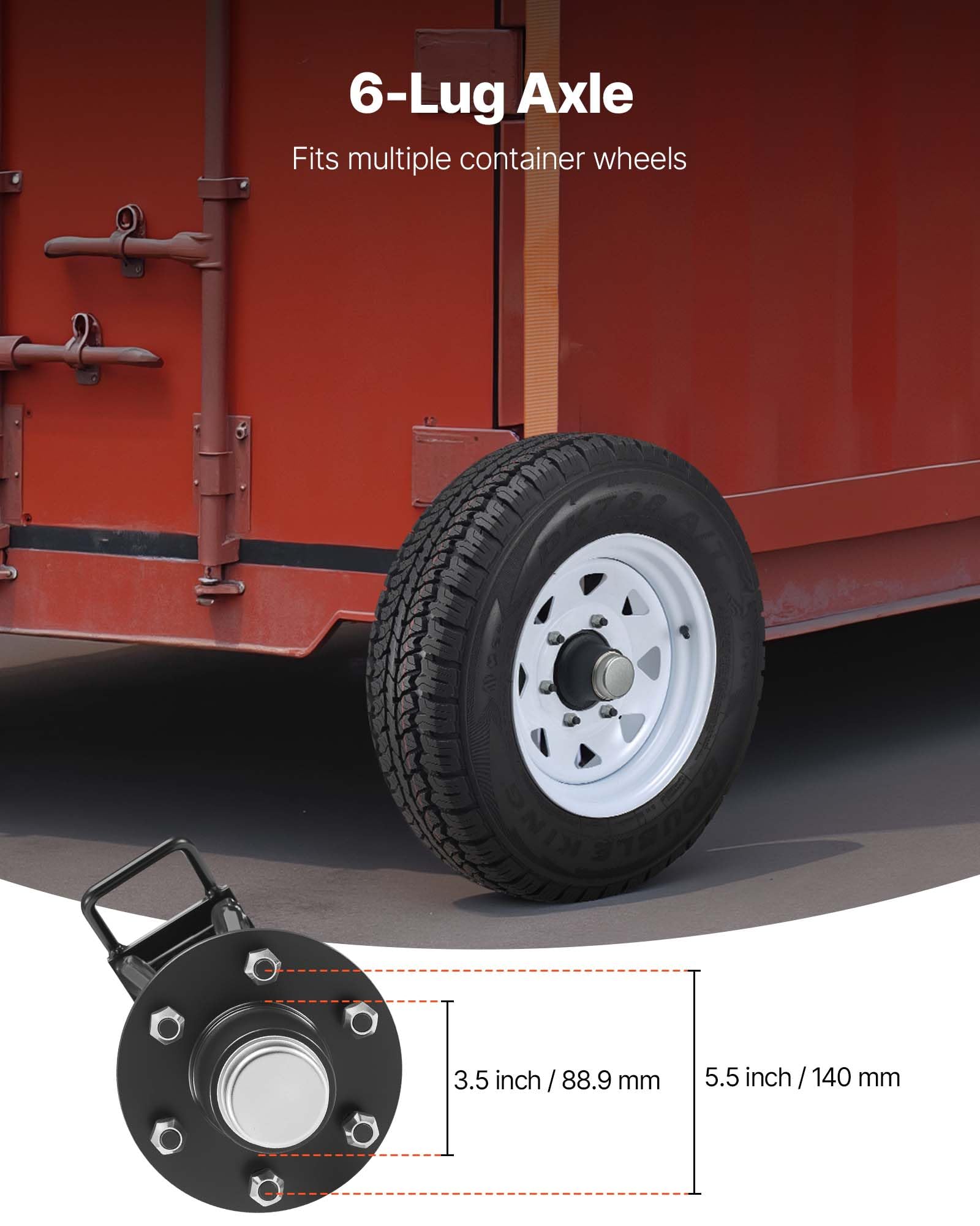 VEVOR Kit di Assali per Ruote per Container, Ruote a 6 Fori, per Container Marittimi per Carichi Pesanti con Sistema di Cricchetto, per Spostamenti da 6 m a 12 m, Trasporto Sicuro per Banchine, Nero