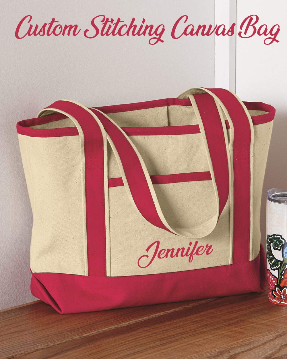 INK STITCH Custom Embroidery Stitching Tote Bag - Red