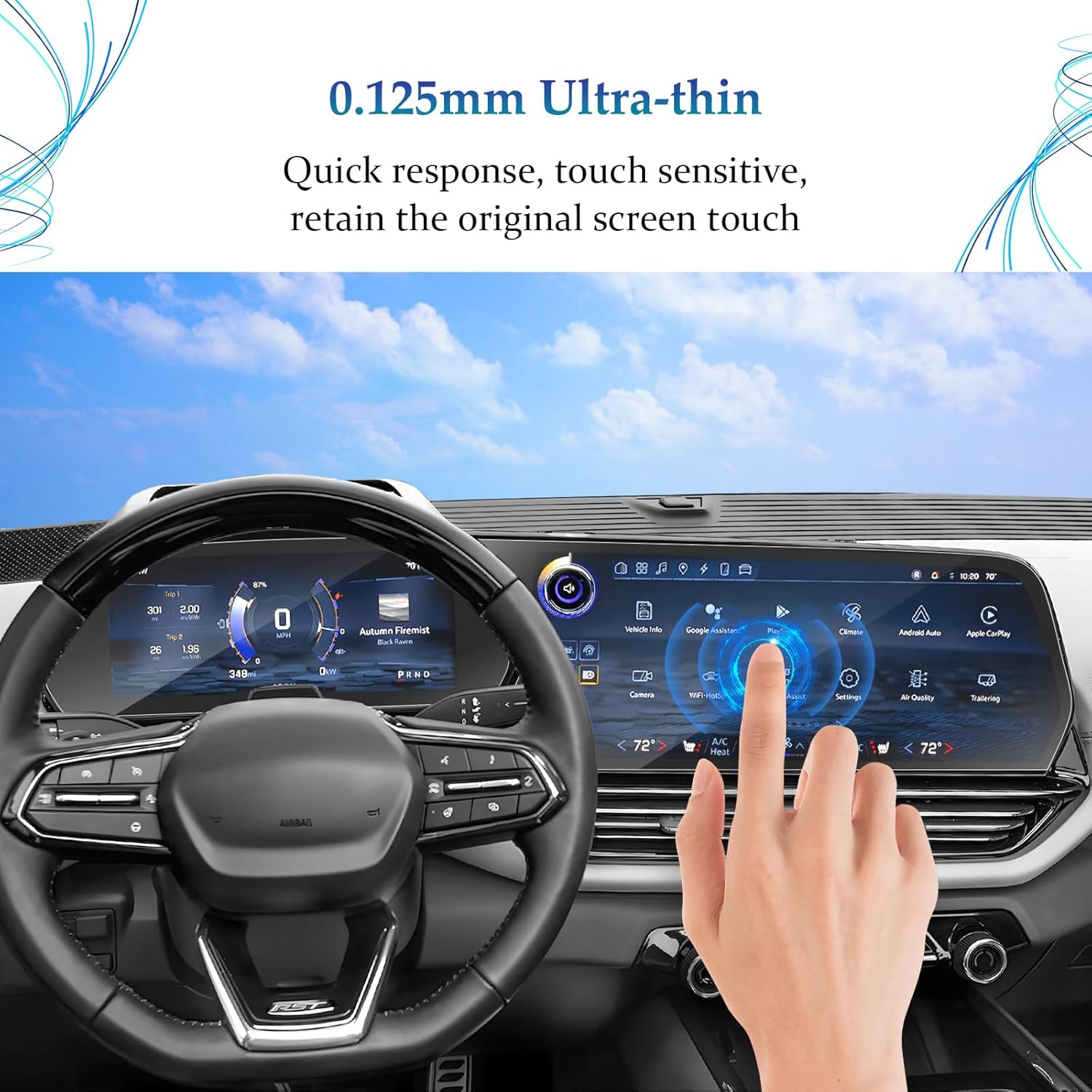 SKTU 4Pcs 2024 2025 2026 Chevy Silverado EV Screen Protector for 2024 2025+ Chevy Silverado EV 17.7-Inch Navigation+11-Inch Instrument Screen 2024 2025 2026 Chevy Silverado EV Accessories [Ultra Clear, Anti-Scratch&Glare]