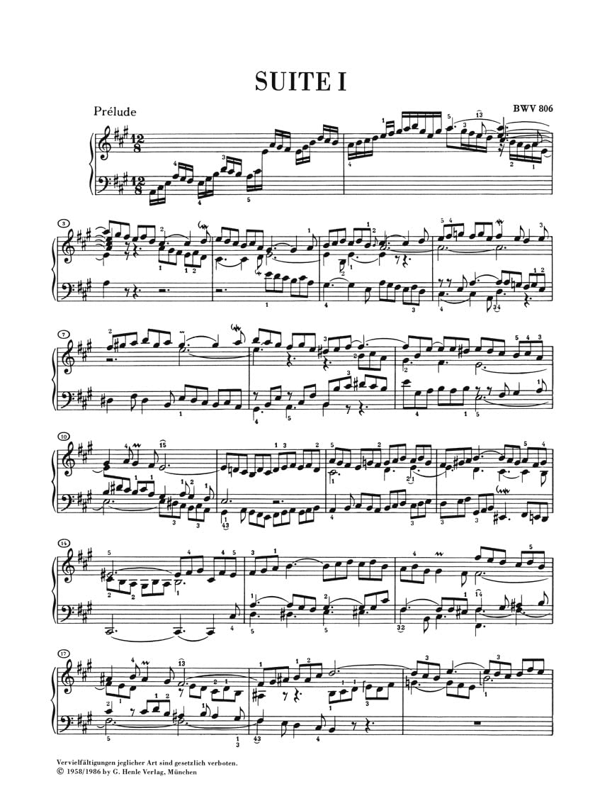 Suites anglaises bwv 806-811: Besetzung: Klavier zu zwei Händen