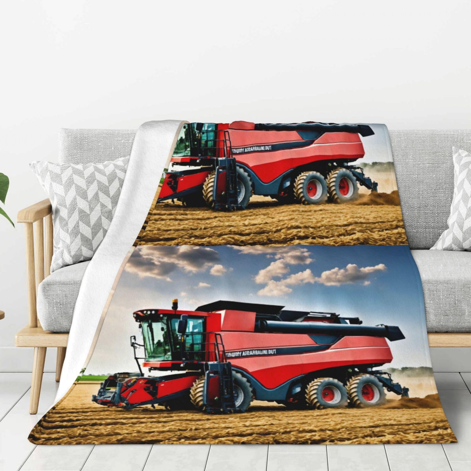 Couverture tracteur agricole pour camping et soirées cocooning sur canapé