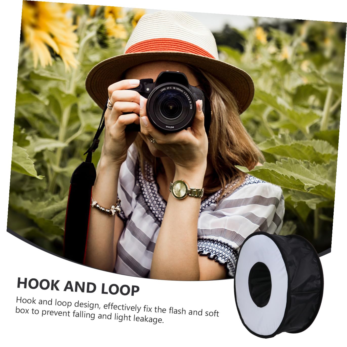 Veemoon Softbox Anular Plegable de 45cm, Difusor Portátil para Flash, Tela Recubierta y Bolsa Cremallera para Fotos de Boda y Retratos