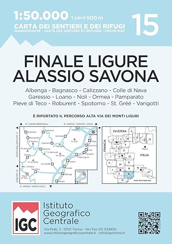 IGC Italien 1 : 50 000 Wanderkarte Finale Ligure Alassio Savona: Albenga - Bagnasco - Calizzano - Colle di Nava - Garessio - Loano - Noli - Ormea - ... Carte des sentiers et refuges; Hiking map